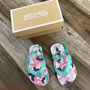 Michael Kors Endine Butterfly teal lilac flip flops sandals shoes toddlers girls